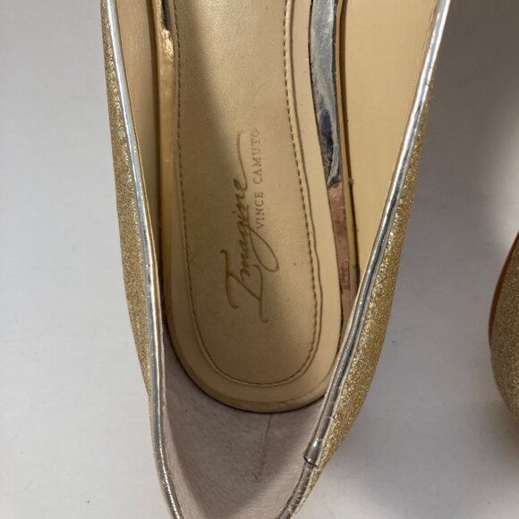 Vince Camuto Gold Glitter Flats - Picture 2 of 7